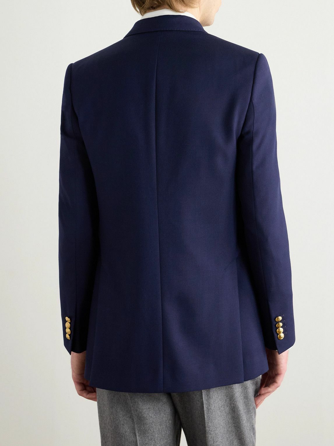 CELINE - Camden Double-Breasted Gabardine Blazer - Blue
