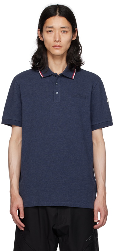Photo: Moncler Navy Embossed Polo