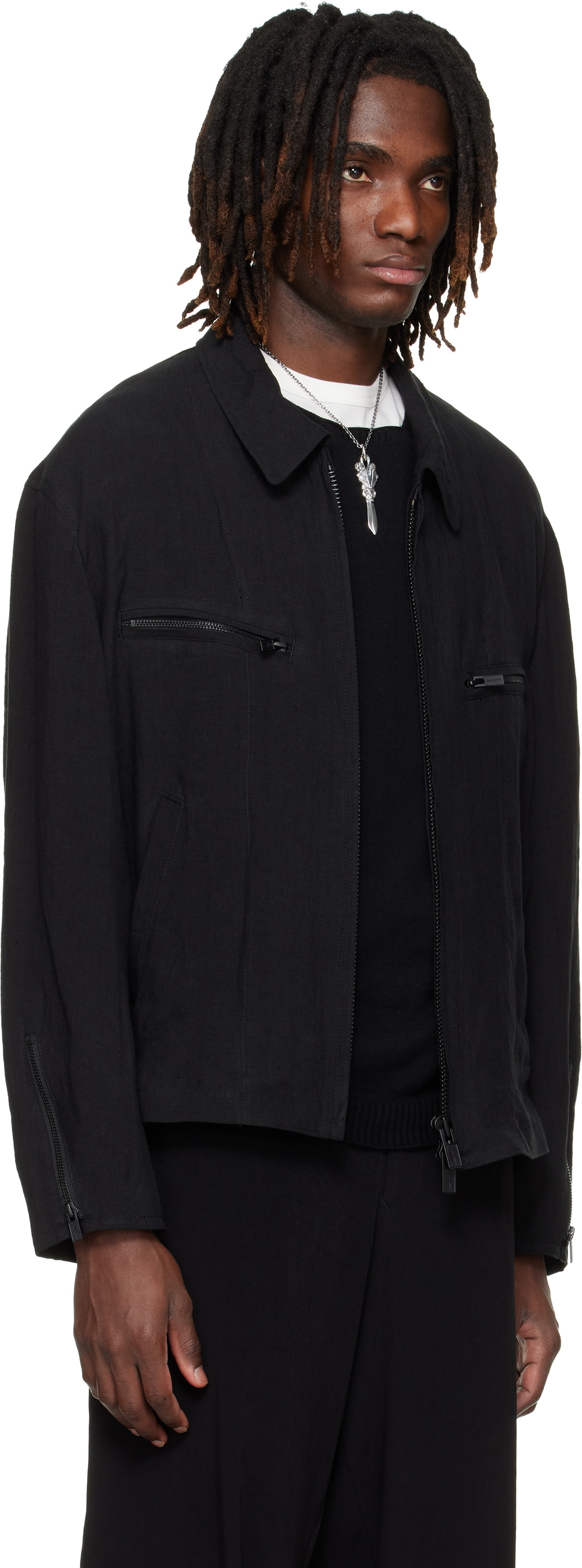 YOHJI YAMAMOTO Black Zip Blouson Jacket