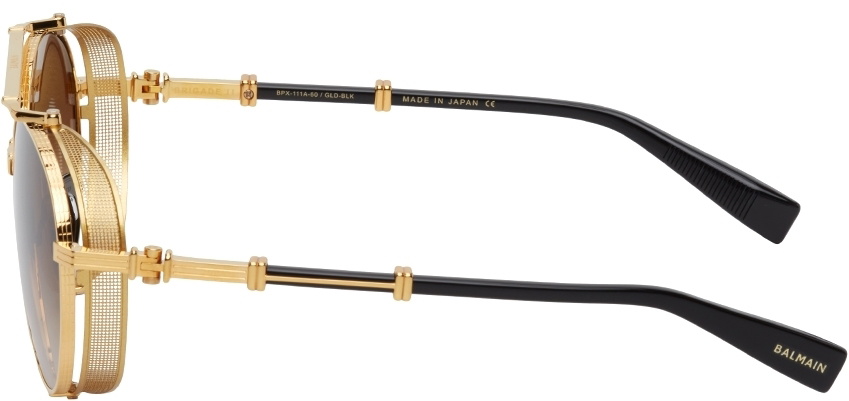 Balmain Gold & Brown Brigade II Sunglasses