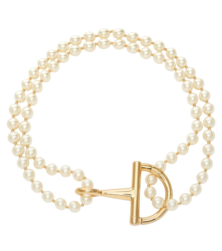 Photo: Gucci Half Horsebit faux pearl necklace