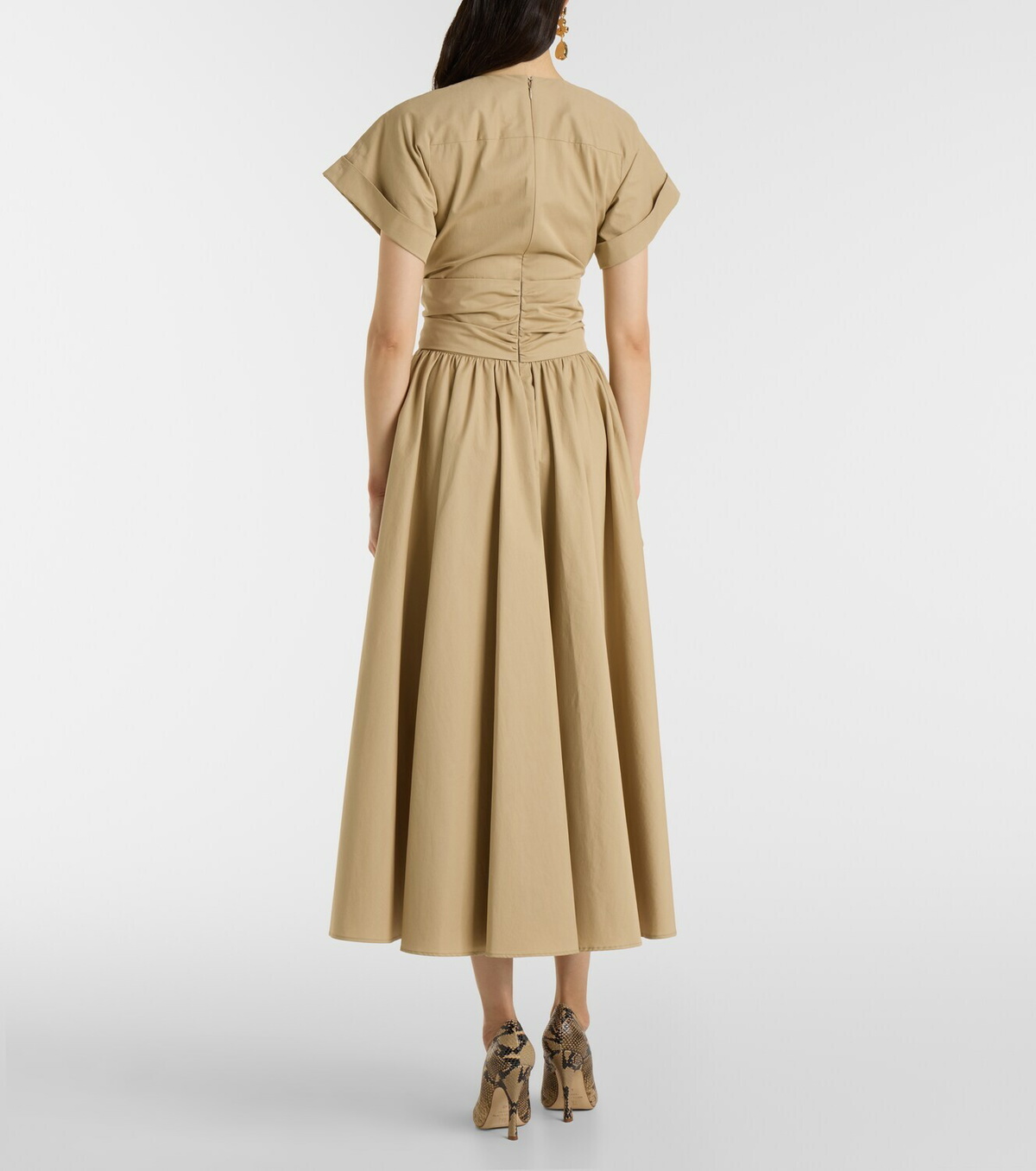 Patou Gathered cotton midi dress