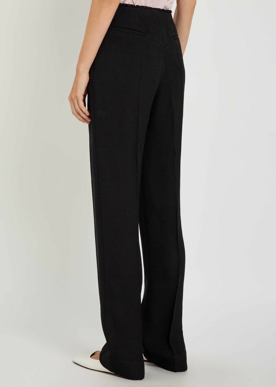Tove Oran Fray-trim Crepe Trousers Black