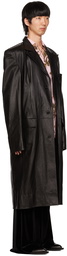 LU'U DAN Black Oversized Tailored Leather Coat