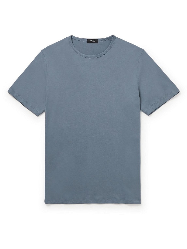 Photo: Theory - Cotton-Jersey T-Shirt - Blue