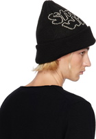 Comme des Garçons Shirt Black Jacquard Knit 'STRONG WILL' Beanie