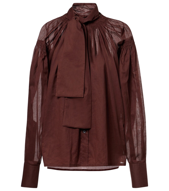 Photo: Plan C Tie-neck cotton blouse