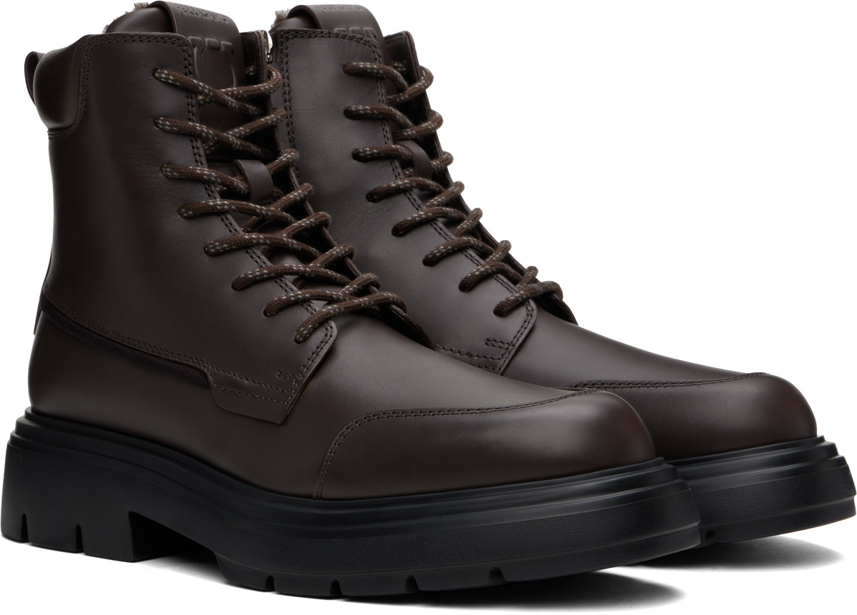 Salvatore Ferragamo: Gancini-embossed lace up combat boots Ferragamo Black Maxi-Tongue Combat Boots Salvatore Ferragamo main image 2