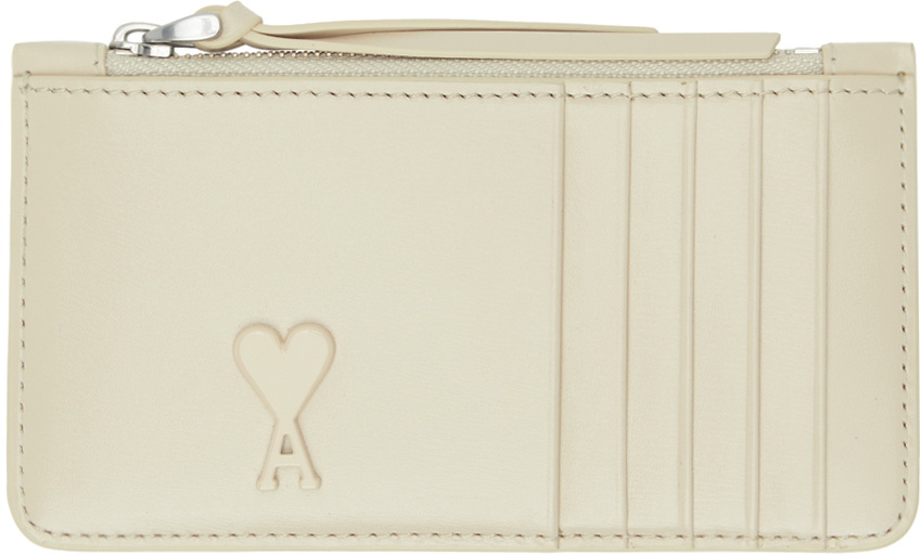 AMI Paris Beige Ami de Cœur Zipped Card Holder AMI