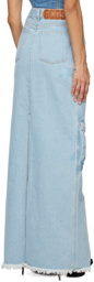 GCDS Blue Ultracargo Denim Maxi Skirt