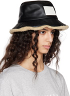 MM6 Maison Margiela Black Patch Faux-Leather Bucket Hat