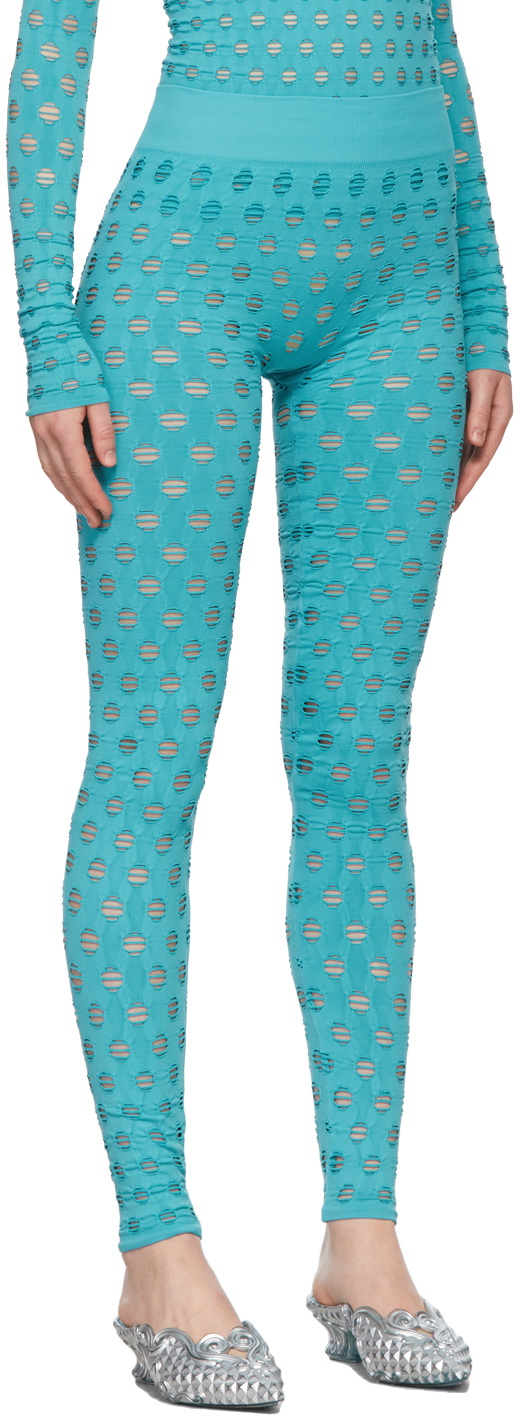 Maisie Wilen SSENSE Exclusive Blue Perforated Leggings
