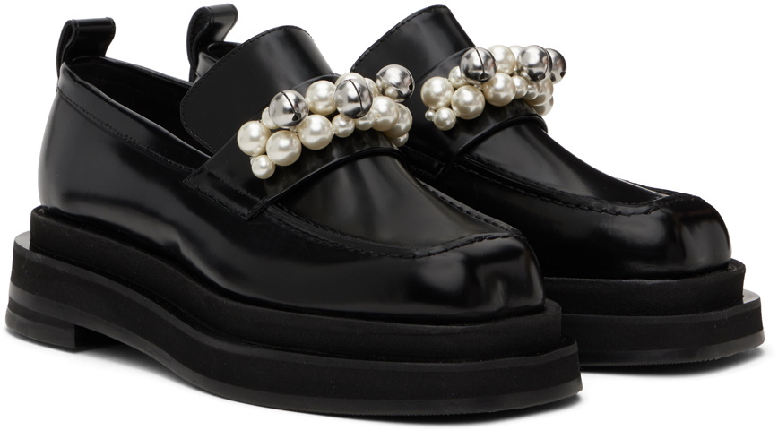 Simone Rocha Black Bell Charm Heart Toe Platform Loafers