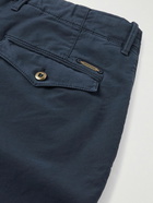 Incotex - Tapered Pleated Stretch-Cotton Trousers - Blue