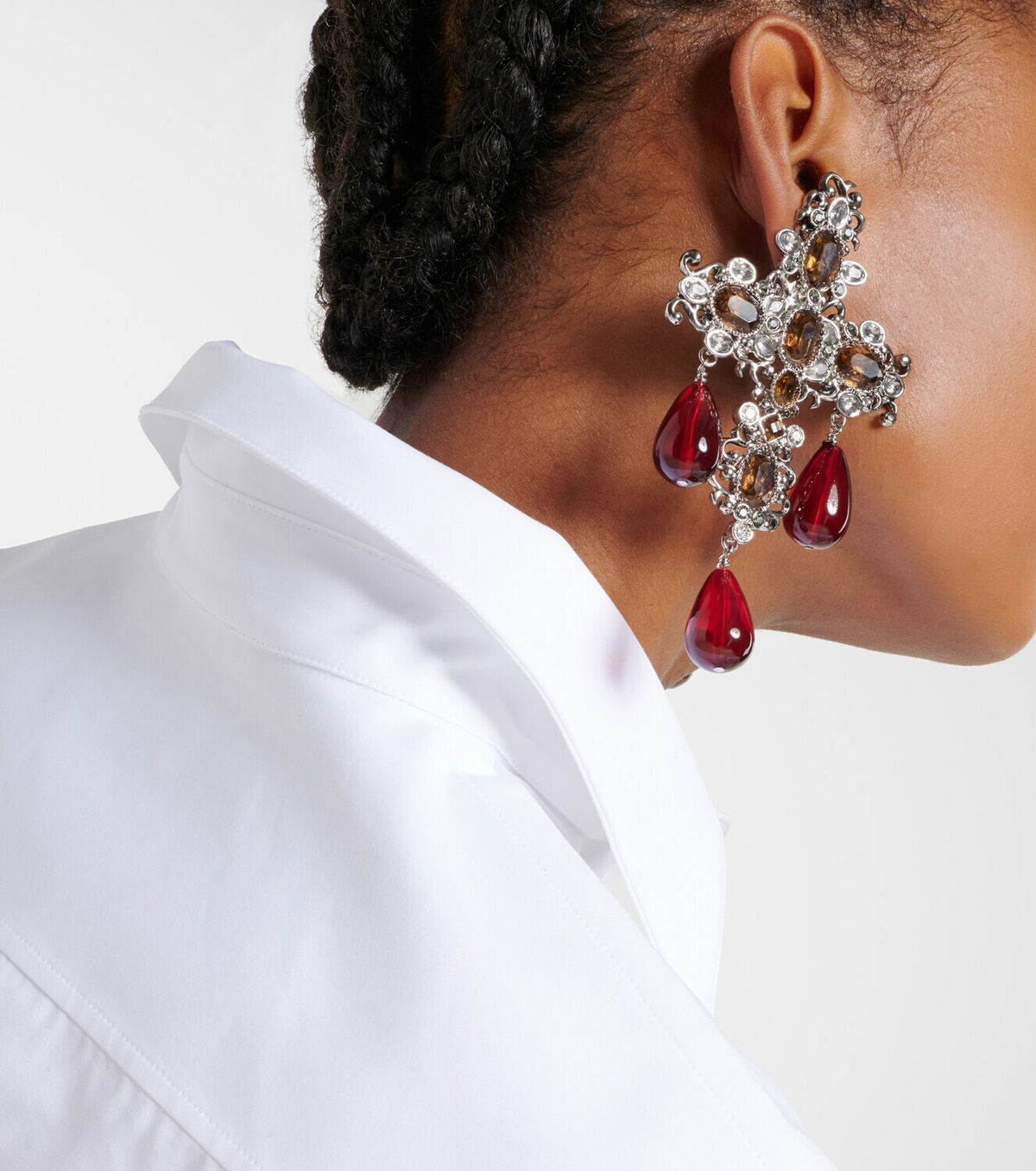 Saint Laurent Cross embellished clip-on earrings