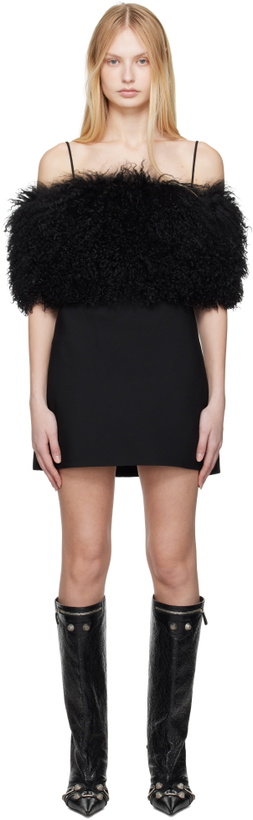 Photo: Alexander Wang Black Detachable Mongolian Lamb Shearling Minidress