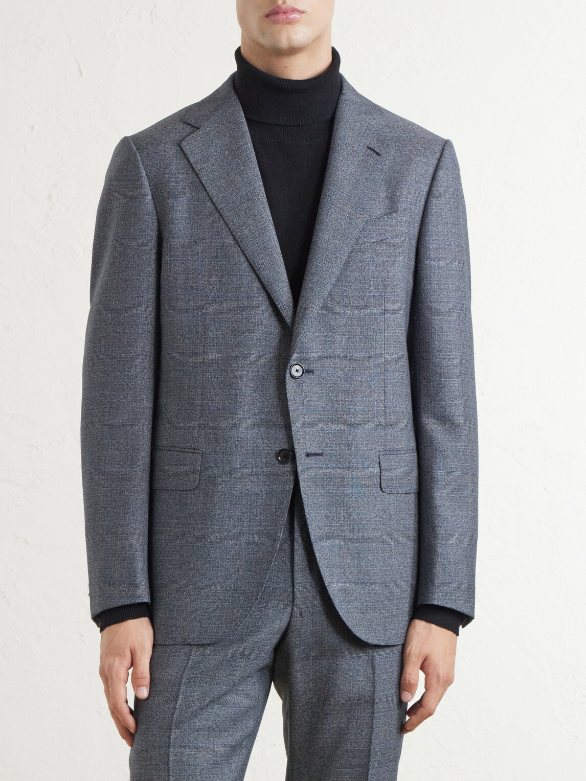 Caruso - Norma Prince of Wales Wool Suit Jacket - Blue