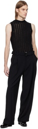 LGN Louis Gabriel Nouchi Black Ribbed Sleeveless Laddering Tank Top