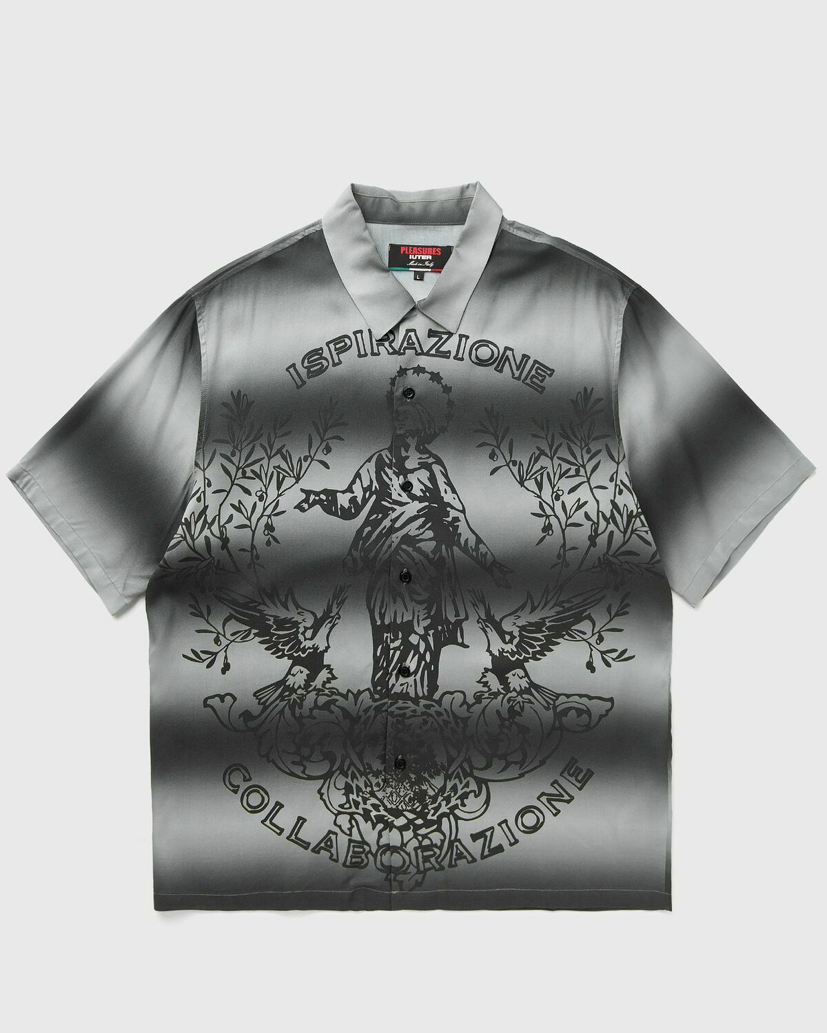 Pleasures X Iuter GIOVANNI BUTTON UP silver Mens Shortsleefe