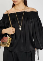 Chloe Off-the-shoulder Silk top Black
