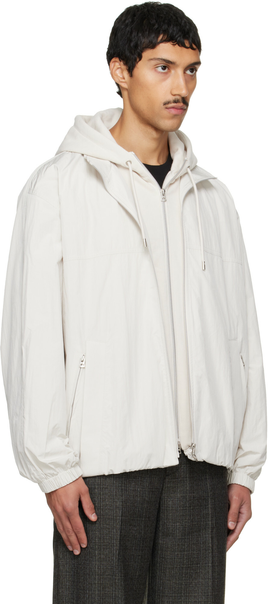Solid Homme Off-White Layered Taffeta Jacket