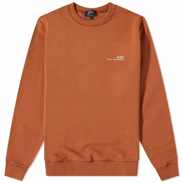 Photo: A.P.C. Men's Item Logo Crew Sweat in Terracotta