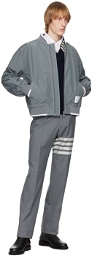 Thom Browne Gray Contrast Bomber Jacket