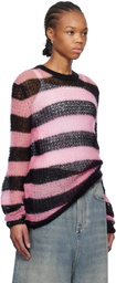 We11done Pink & Black Striped Knit Sweater