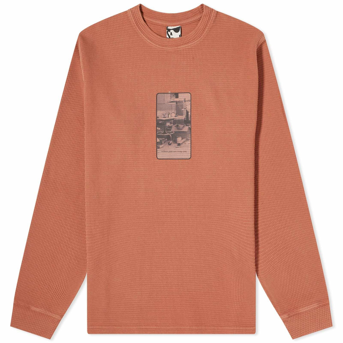 GR10K Men's Heavy Waffle Long Sleeve T-Shirt in Upupa Red