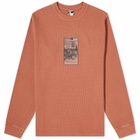 GR10K Men's Heavy Waffle Long Sleeve T-Shirt in Upupa Red