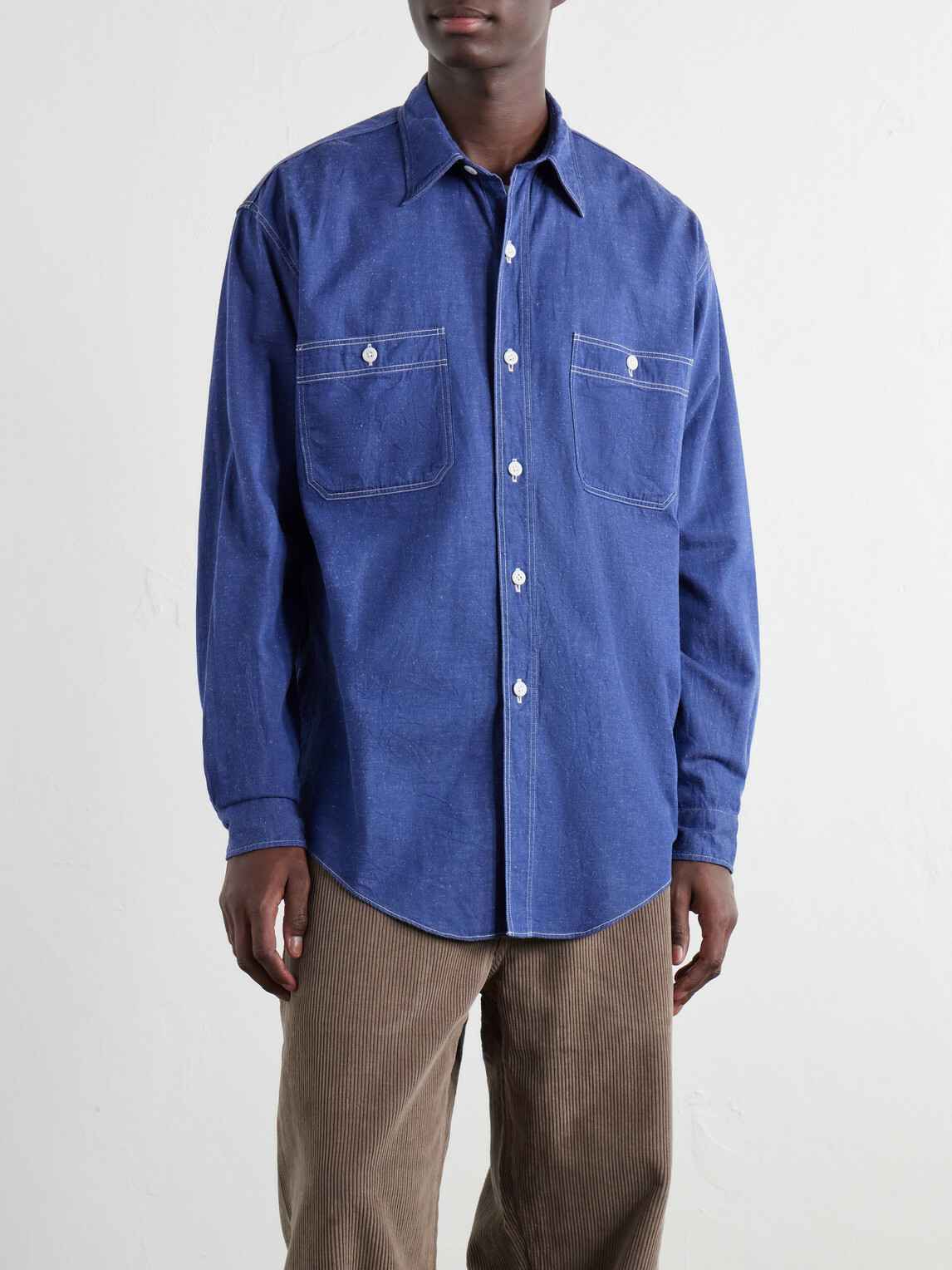 Kaptain Sunshine - Work Suvin Cotton and Hemp-Blend Shirt - Blue
