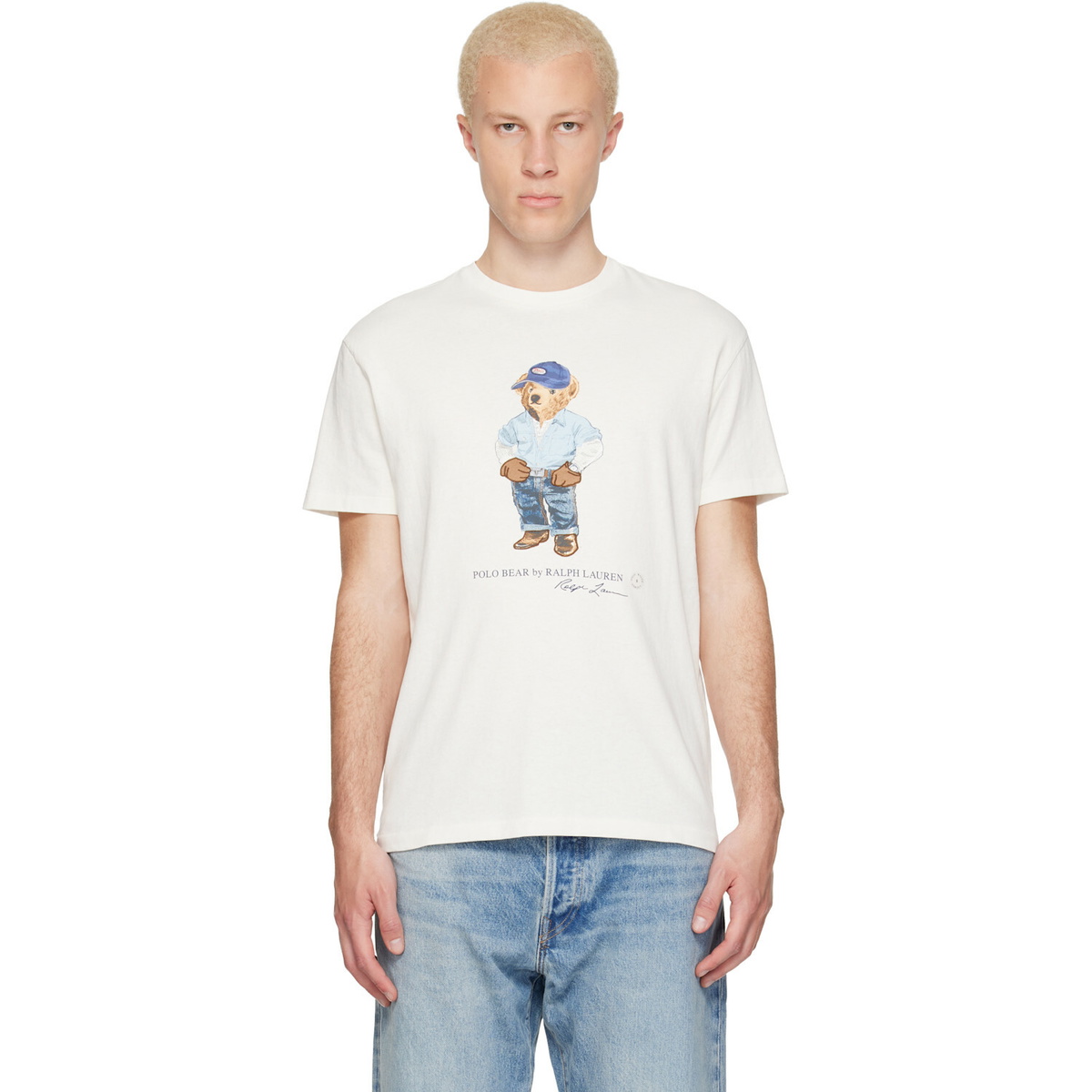 Polo Ralph Lauren White Classic Fit Polo Bear Jersey T-shirt