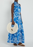 Borgo DE Nor Biba Printed Belted Cotton Maxi Dress Blue