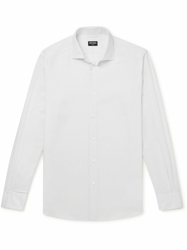 Photo: Zegna - Slim-Fit Cotton and Cashmere-Blend Shirt - White