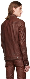 Rick Owens Burgundy Button Up Leather Jacket