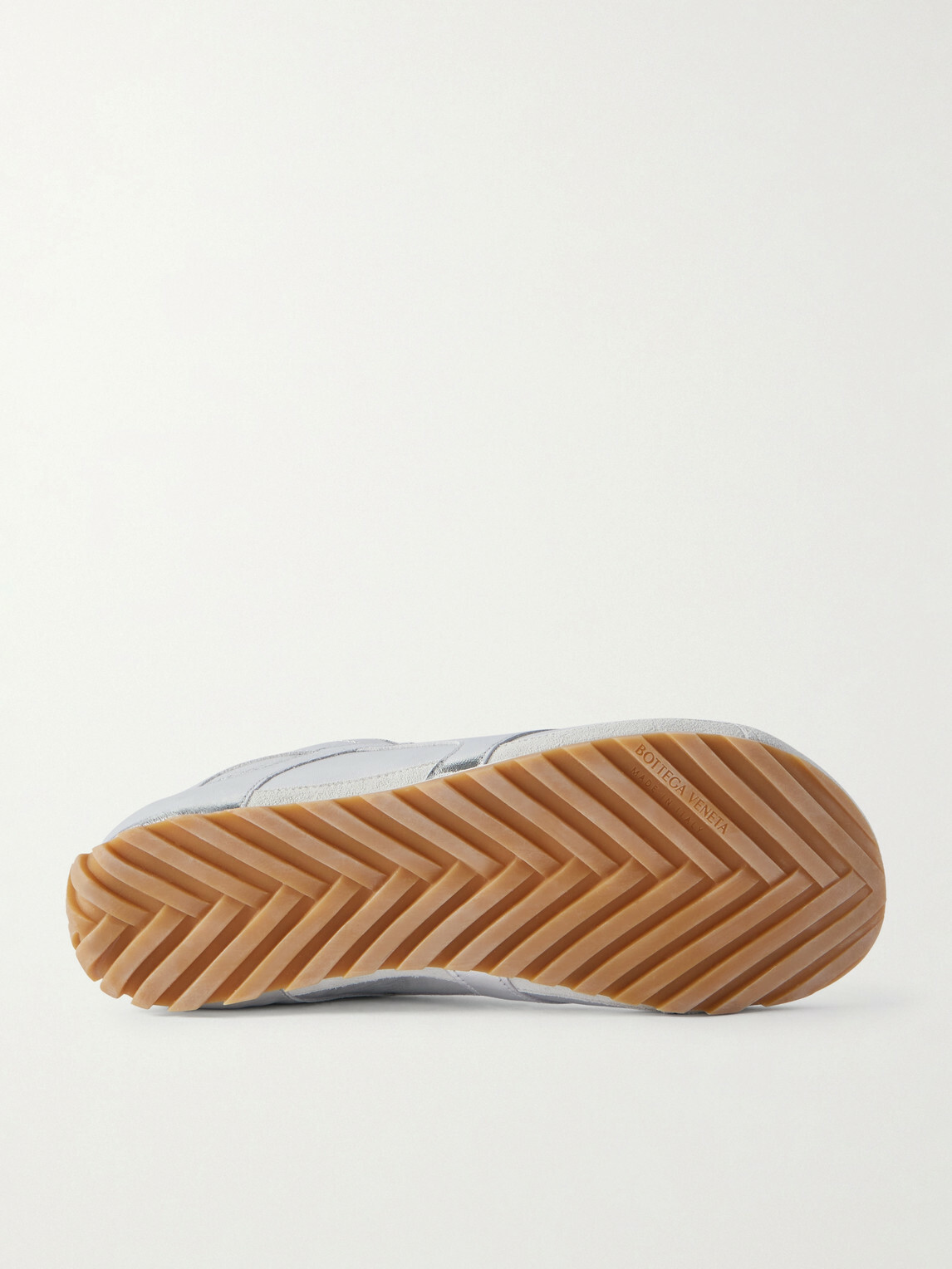 Bottega Veneta - Orbit Flash Suede-Trimmed Metallic Leather Sneakers - Silver