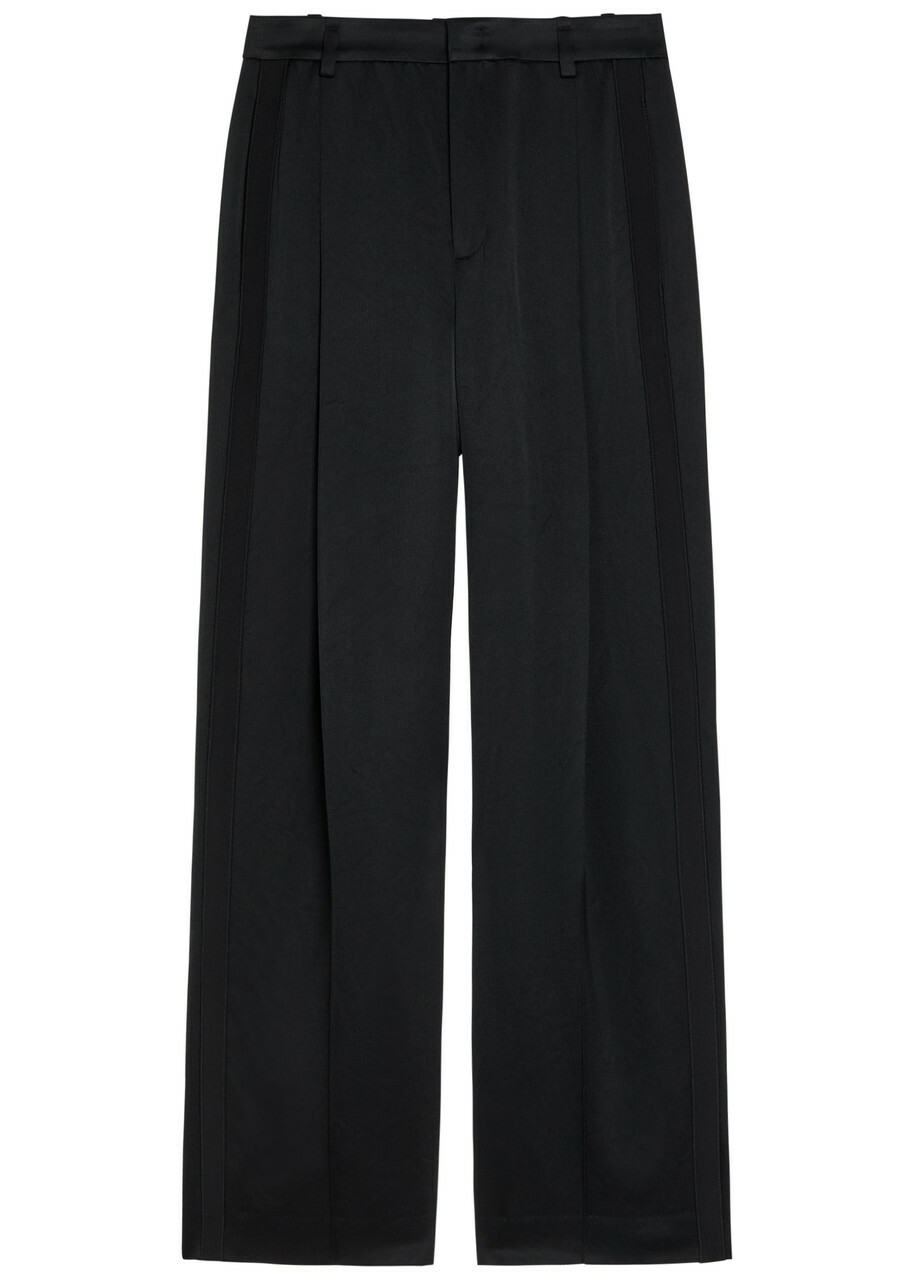 Vince Panelled Straight-leg Satin Trousers Black