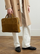 Métier - Closer Slim Leather-Trimmed Suede Briefcase