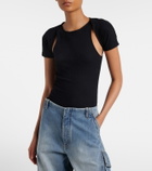 Alaïa Layered ribbed-knit jersey top