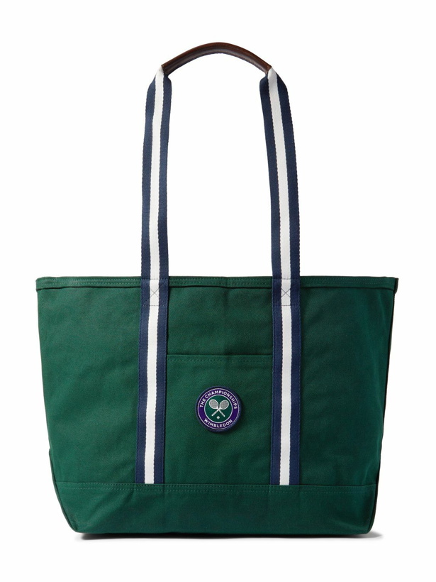 Photo: Polo Ralph Lauren - Wimbledon Logo-Embroidered Striped Canvas Tote Bag