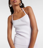 Courrèges Logo halterneck ribbed-knit tank top