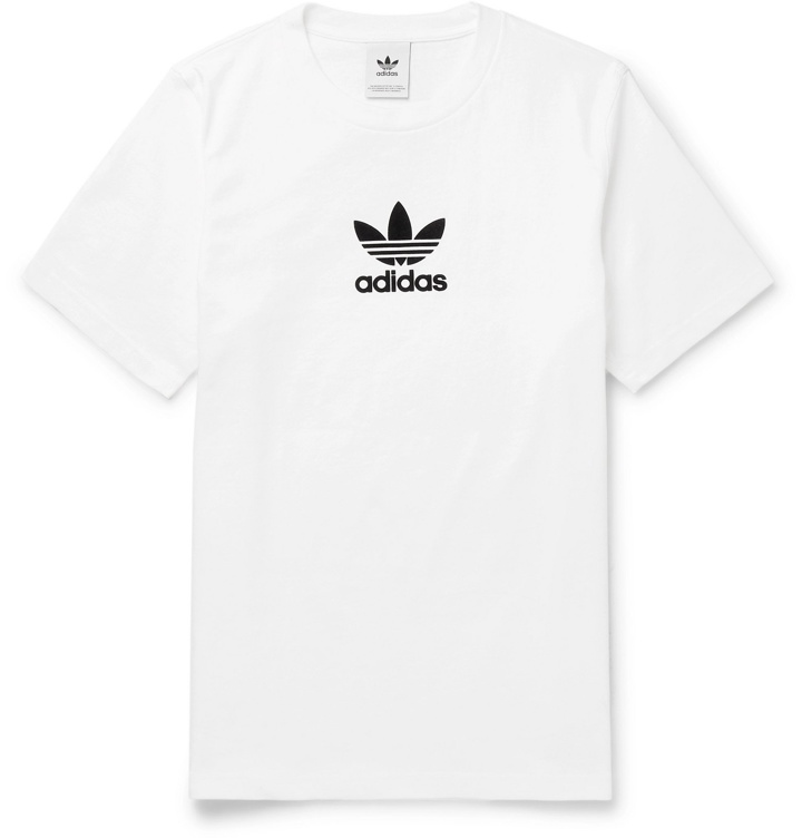 Photo: adidas Originals - Logo-Flocked Cotton-Jersey T-Shirt - White