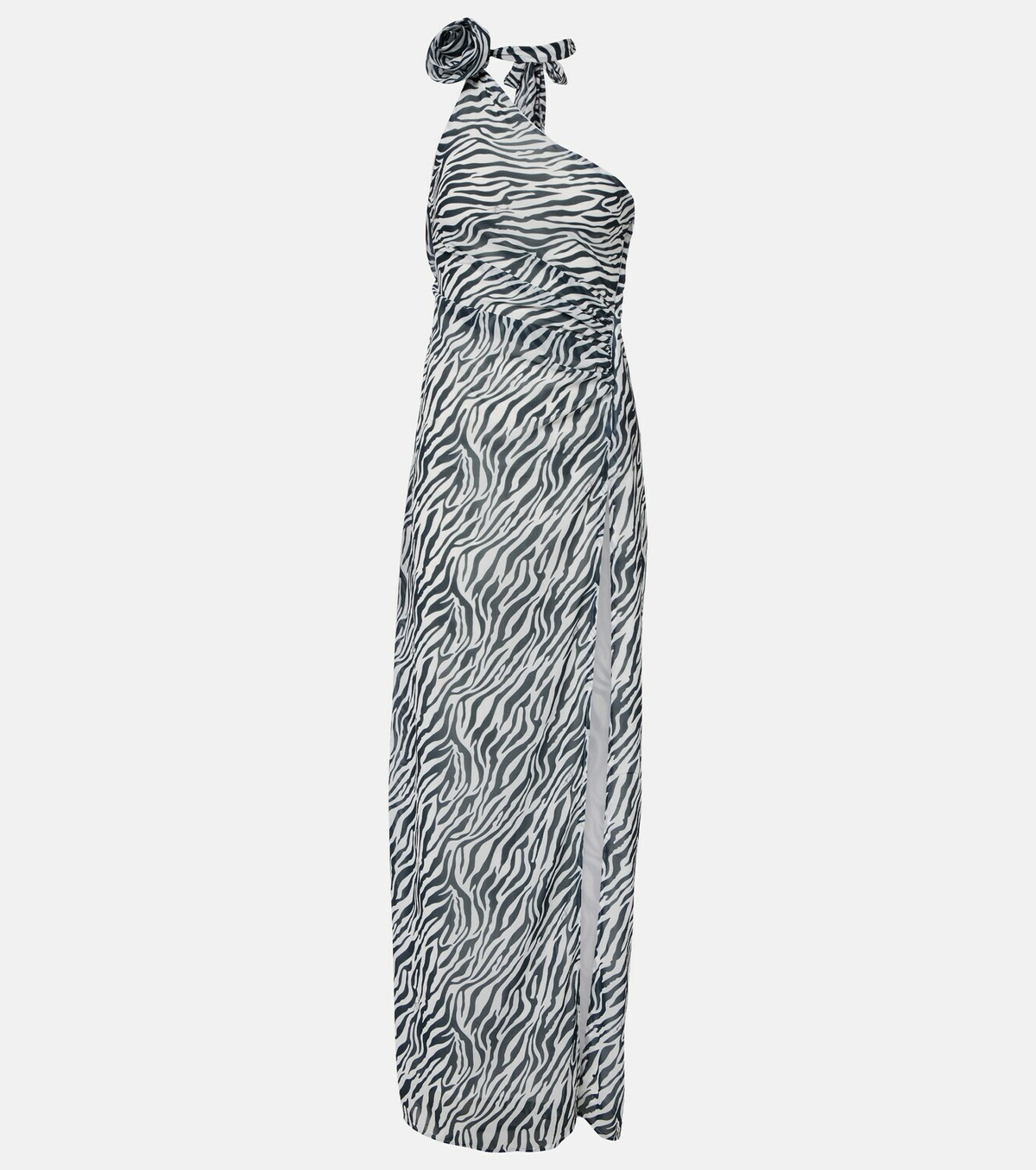 Bananhot Louise zebra-print one-shoulder maxi dress