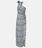Bananhot Louise zebra-print one-shoulder maxi dress