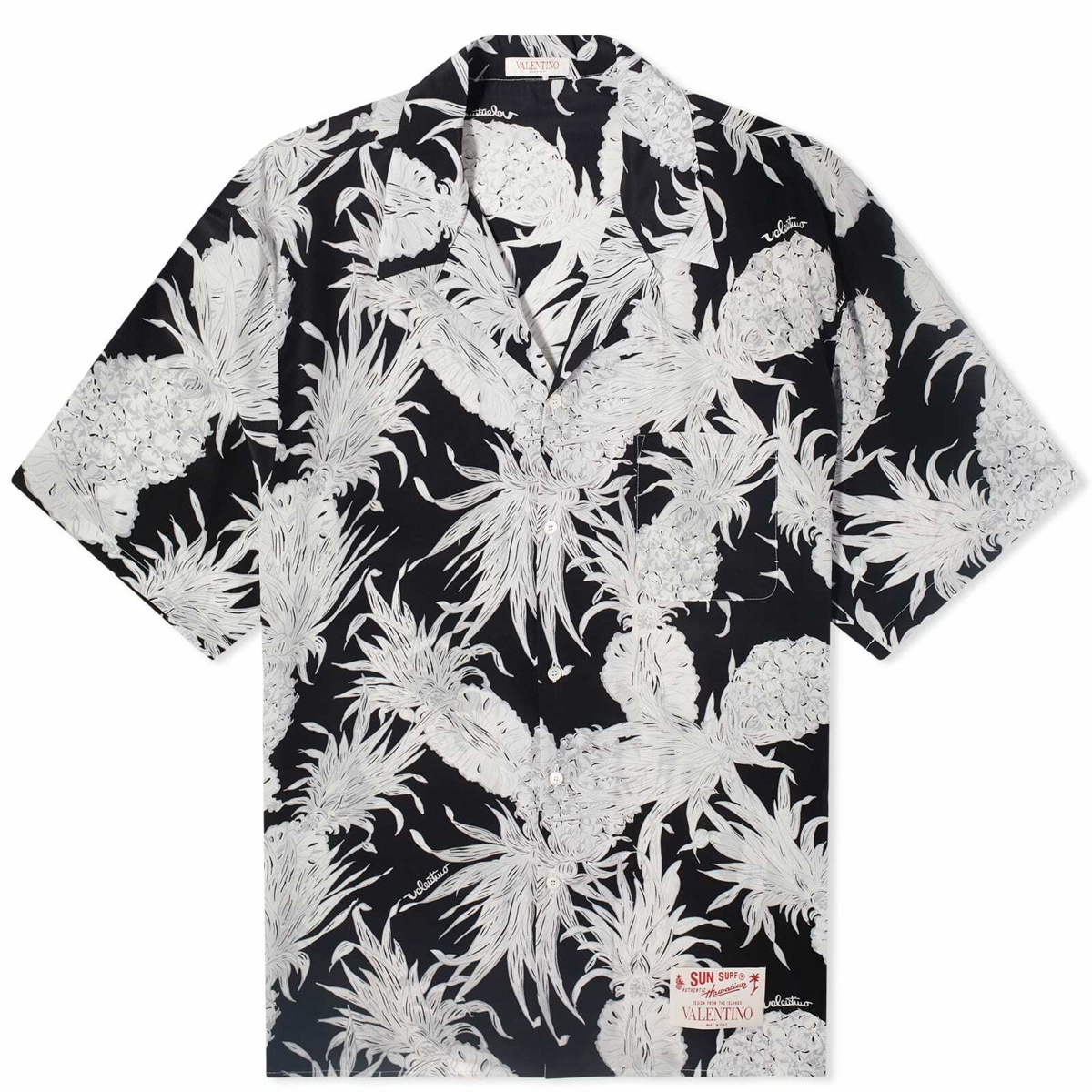 Men's Pineapple Vacation Shirt Black/White Valentino