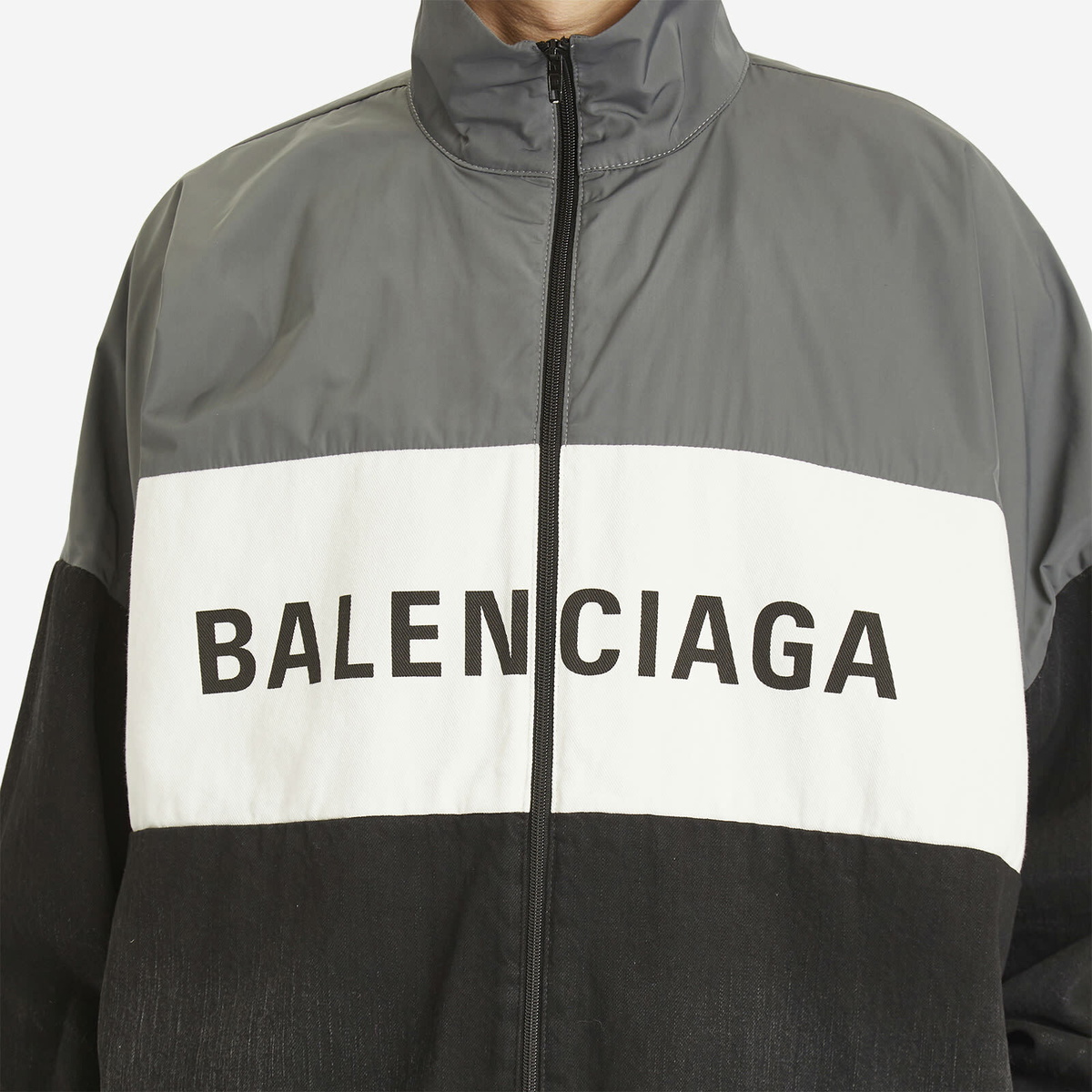 Balenciaga Men's Black Denim Zip-Up Jacket in Midnight Balenciaga
