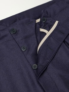 Stòffa - Wide-Leg Drawstring Wool And Cashmere-Blend Flannel Trousers - Blue