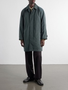 ATON - Balmacaan Padded Satin Coat - Green