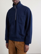 Drake's - Cotton and Wool-Blend Half-Zip Sweater - Blue