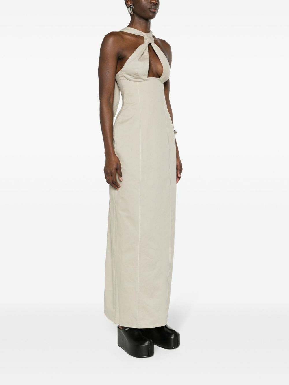 Sinead O'Dwyer Neutral Tie Cotton Maxi Dress